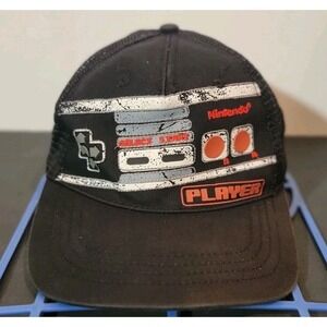 2008 Nintendo NES Controller Logo Snap Back Black Trucker Hat Cap Player Mesh